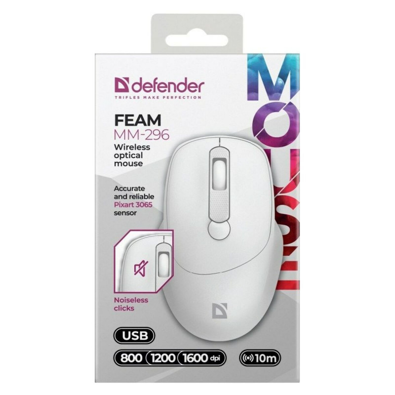 Ratón Inalámbrico Defender MM-296 RF Blanco