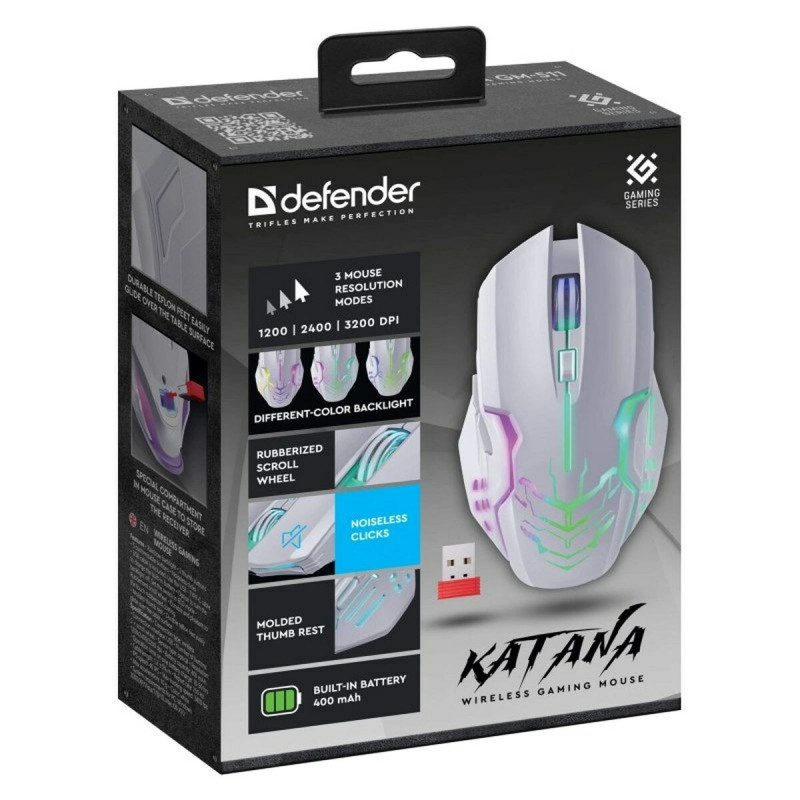 Ratón Gaming Defender 52512 Blanco 3200 DPI